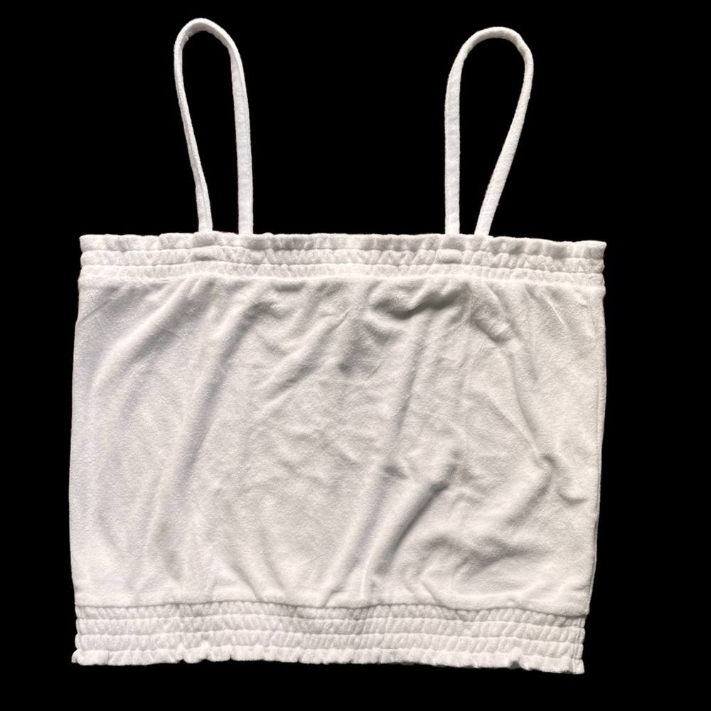 J. Crew NWT White Smocked Towel Terry Tank Top Size XL Beach